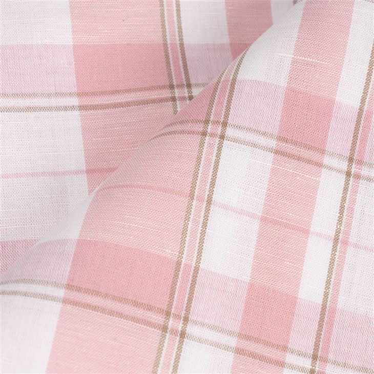 Sakura Pink Plaid Linen Fabric manufacturers