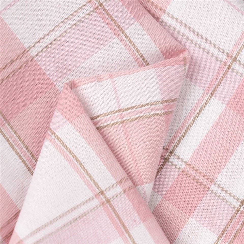 Sakura Pink Plaid Linen Fabric price