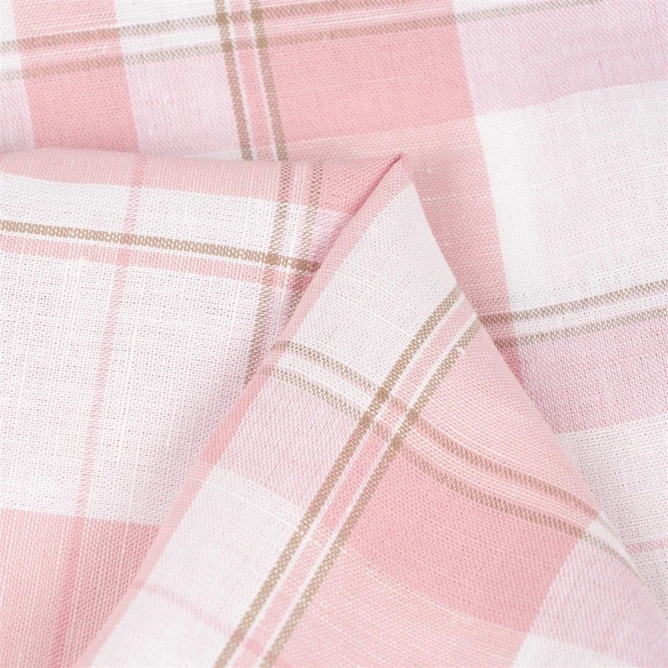 Sakura Pink Plaid Linen Fabric high quality
